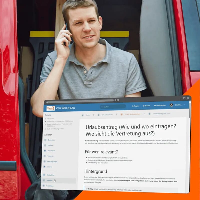Handwerker telefoniert entspannt neben seinem Transporter – Kontaktaufnahme für den BranchXStack EarlyBird-Zugang